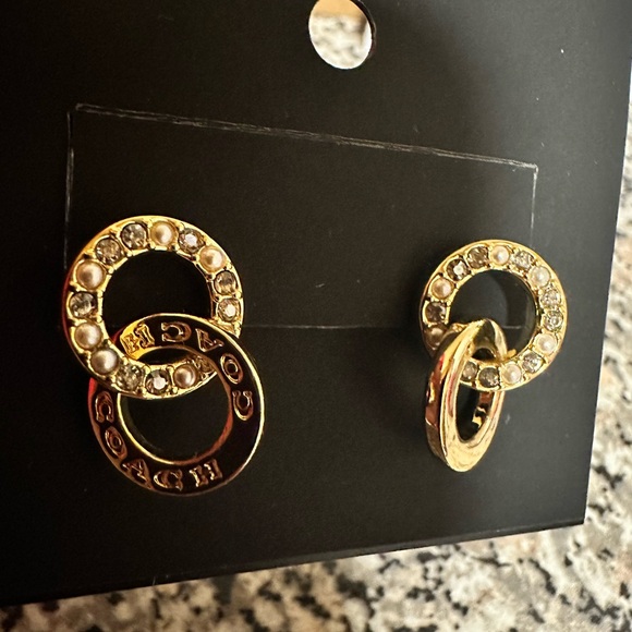 Coach interlocking open circle earrings. NWT - Picture 4 of 5